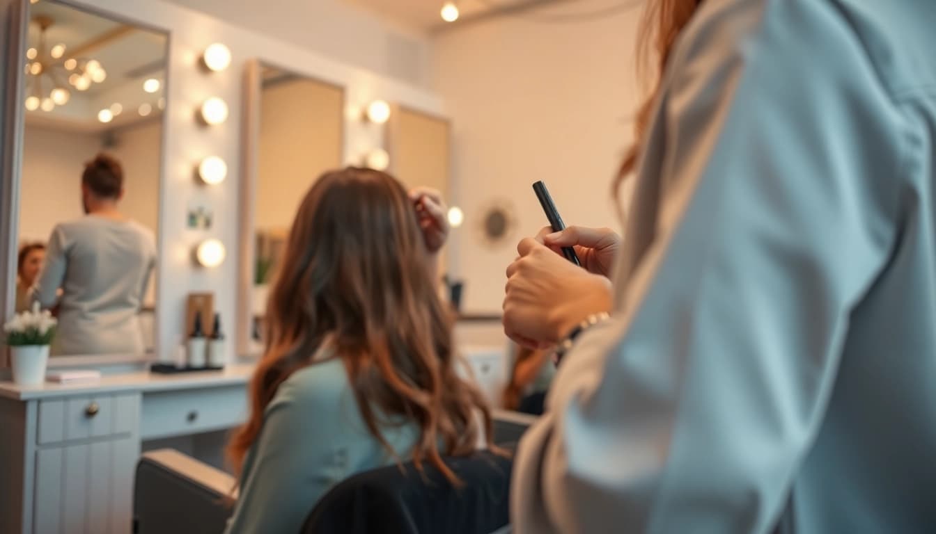 Stylish salon coafor bucuresti showcasing a professional stylist working on hair.