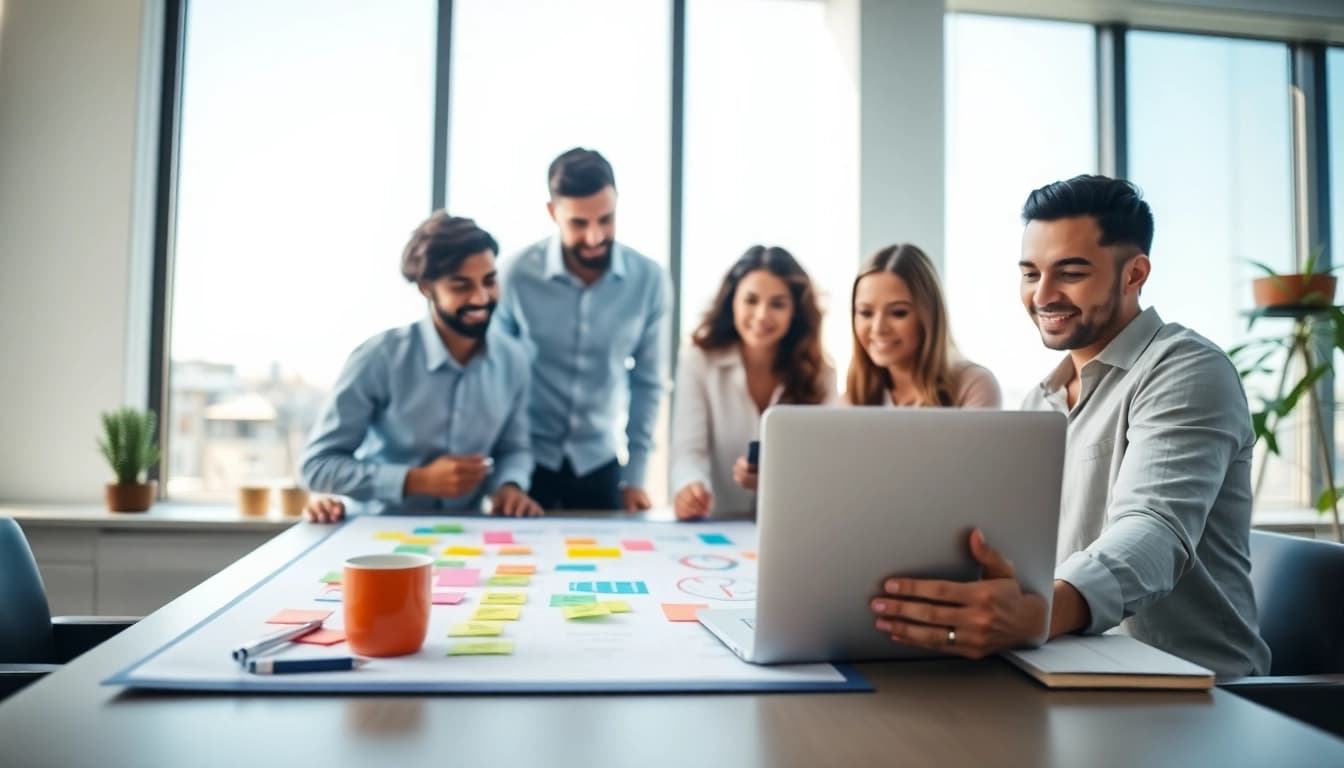 Boosting engagement through digital marketing strategies at https://rr88rd.com/ in a collaborative office.