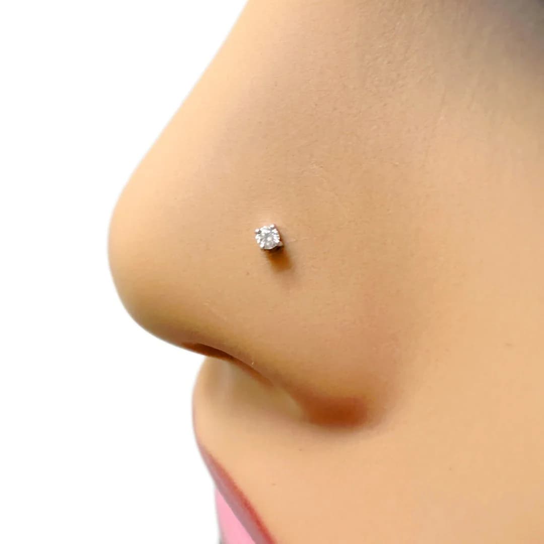 Diamond Nose Stud in Secure Gold Settings
