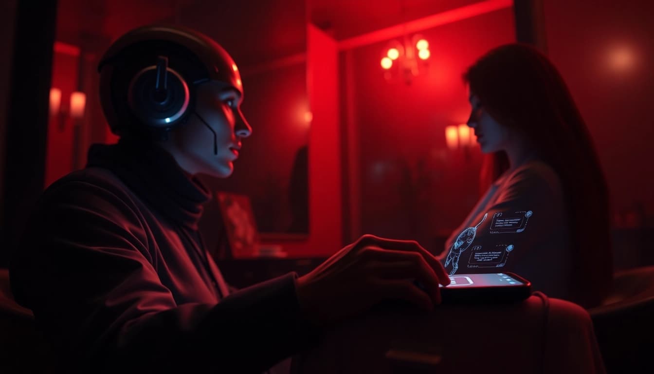 NSFW AI chatbot interface in a sleek digital space, showcasing innovative tech.
