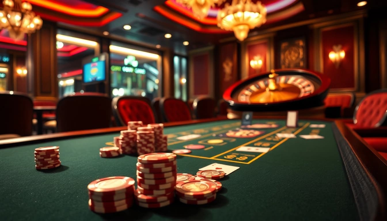 Experience the thrill of F8BET poker with vibrant chips and a dynamic casino atmosphere.