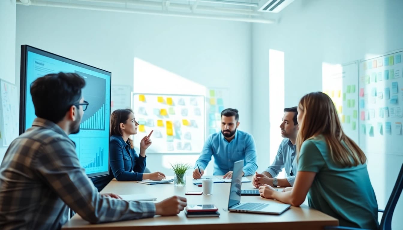 Collaborative team strategizing digital marketing concepts for https://vj88.online/ in a dynamic setting.