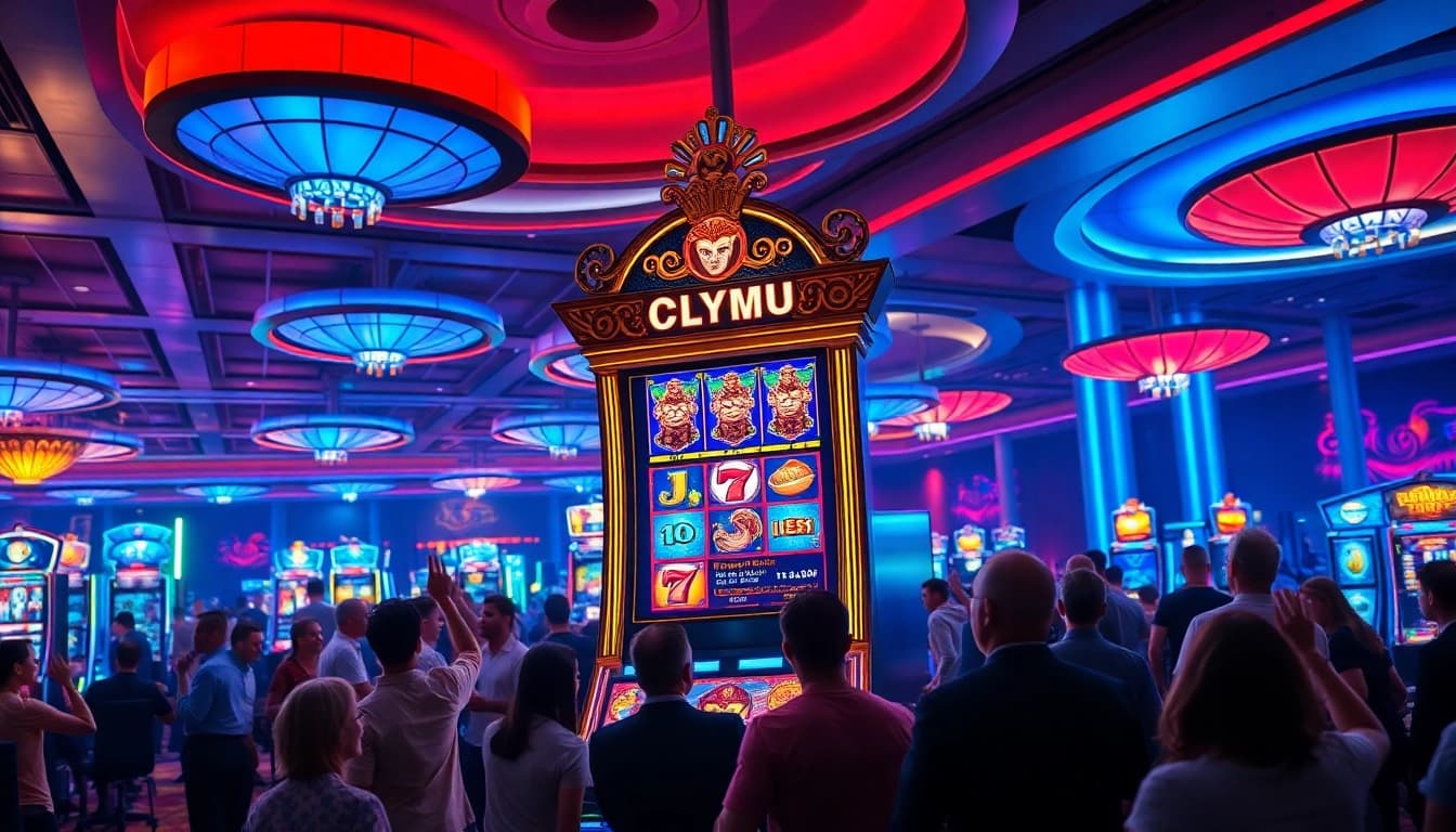 Engaging scene of players enjoying the slot demo olympus at a vibrant casino.