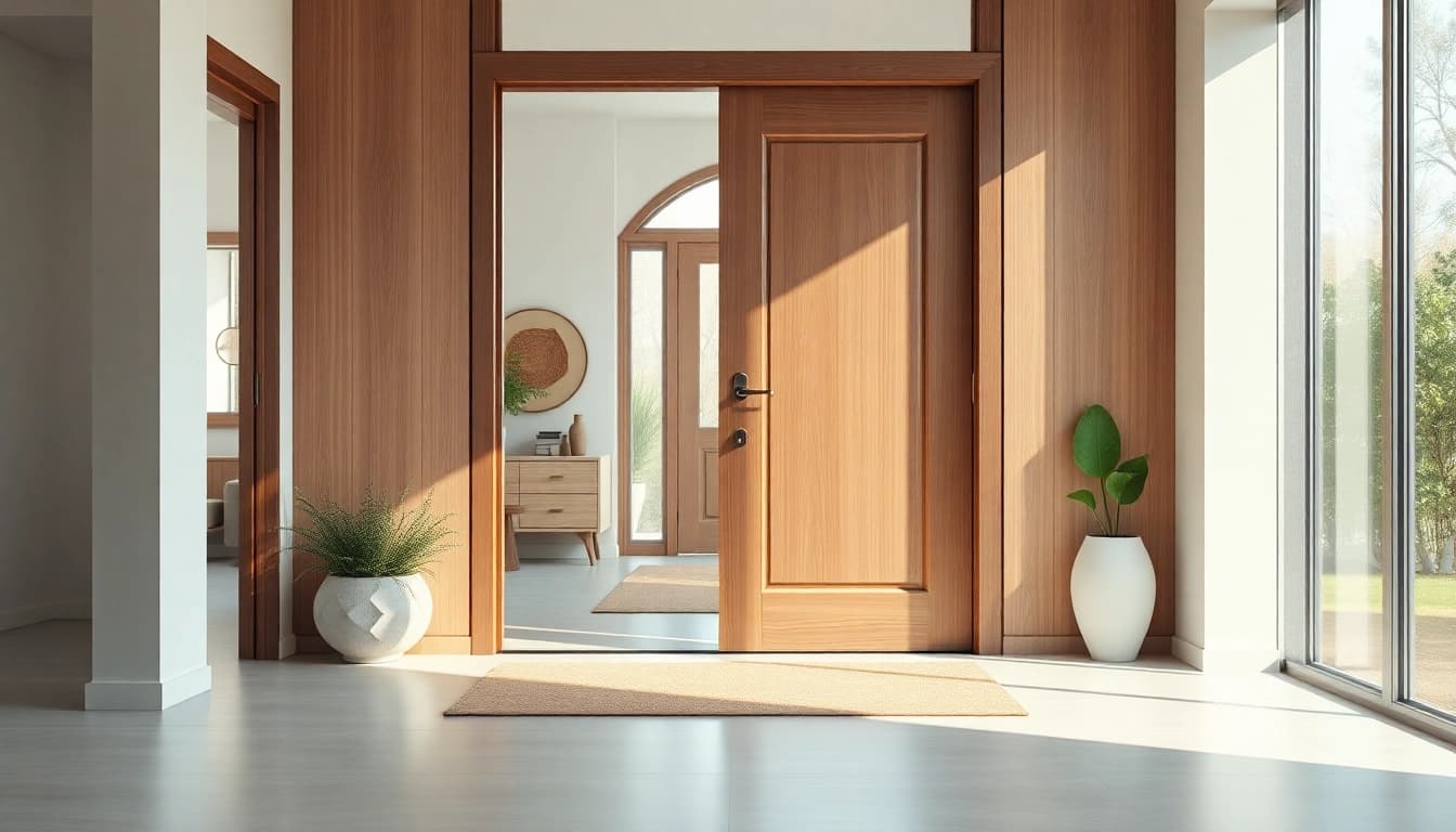 Enhance your space with a single leaf swing door that combines elegance and functionality seamlessly.