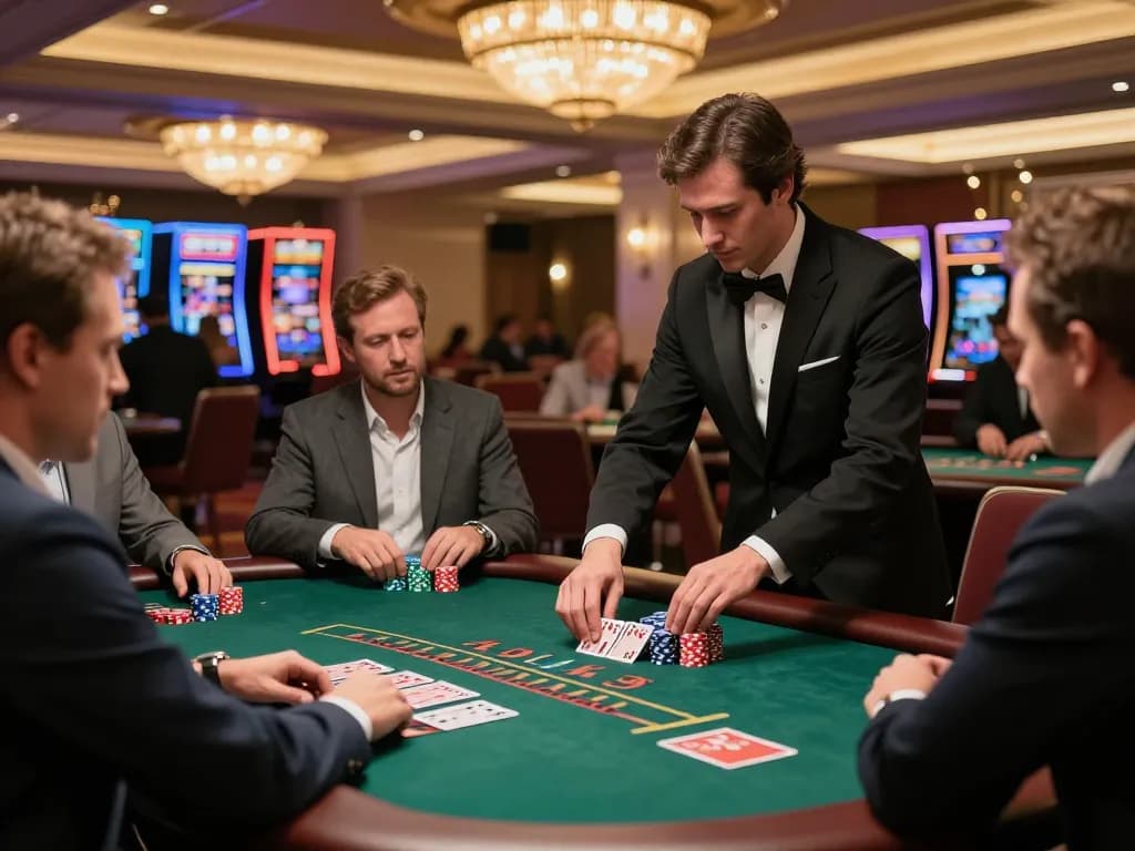 Engaged players strategizing at a spinpanda online casino live blackjack table