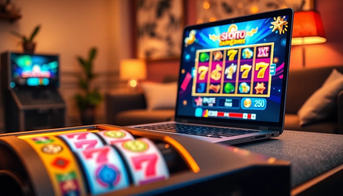 Menampilkan bandar bola slot pada perangkat gaming dengan nuansa hangat dan warna yang cerah.