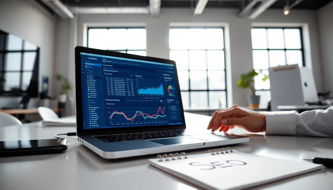 Strategizing seo beratung through analysis and data in an engaging office environment.