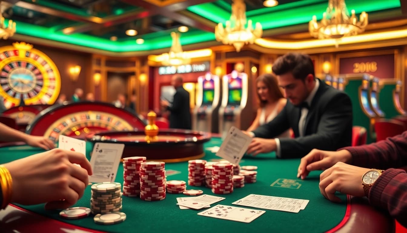 Players enjoying a high-stakes poker game with 7m.cn branding visible on betting slips.