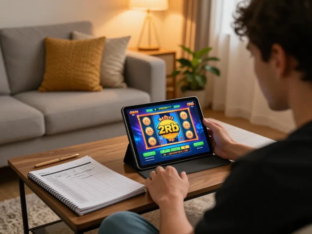 Engaging in online gaming with slot deposit 2rb interface displayed, showcasing responsible gambling practices.