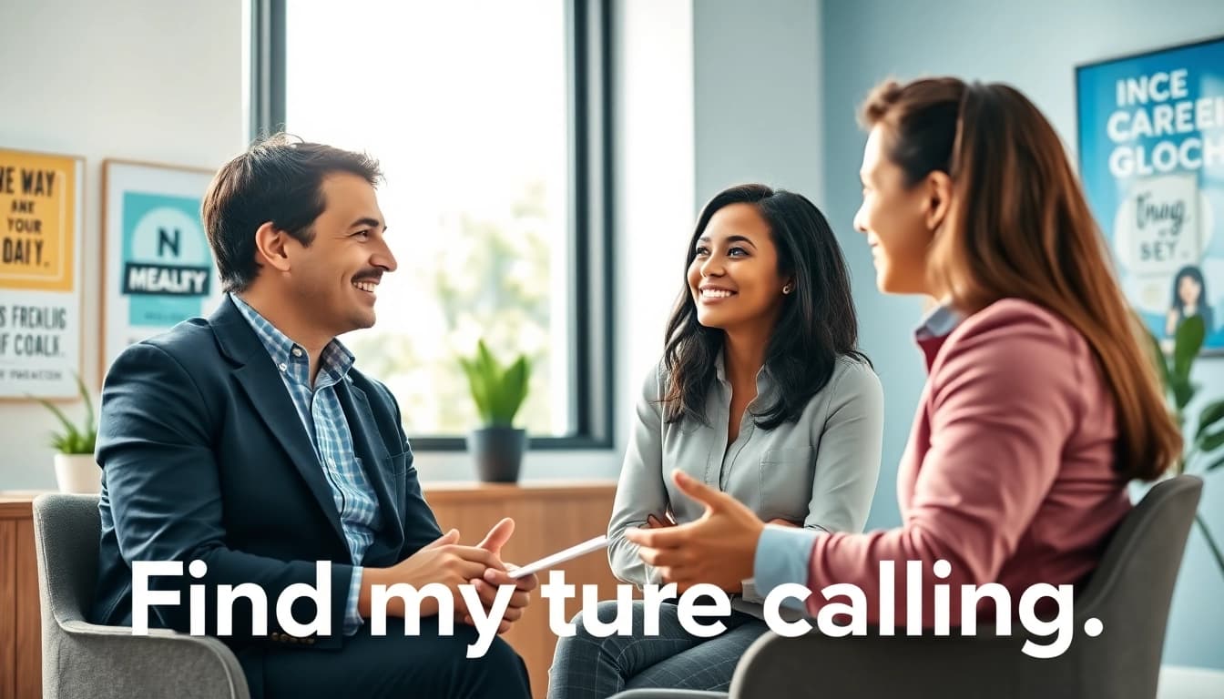 Find my true calling through a supportive career coaching session highlighting professional growth.