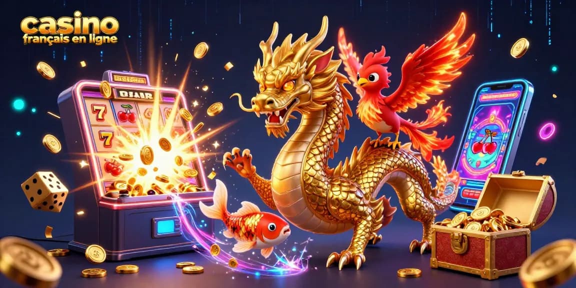 Gagnez sur casino français en ligne avec un dragon et une machine à sous pleine de pièces