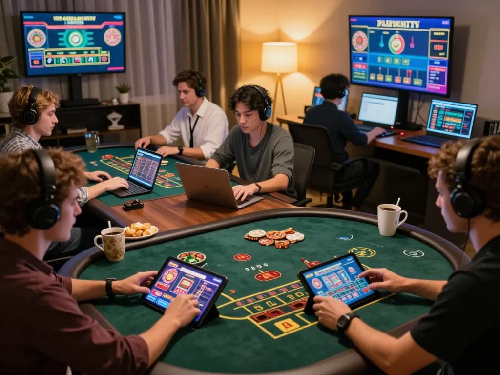 Players enjoying live casino games on their devices, showcasing alexis77's engaging online platform.