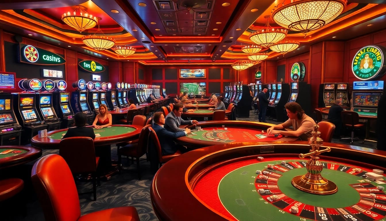 Vivez l'excitation du meilleur casino en ligne avec des joueurs autour de tables de poker glamour.