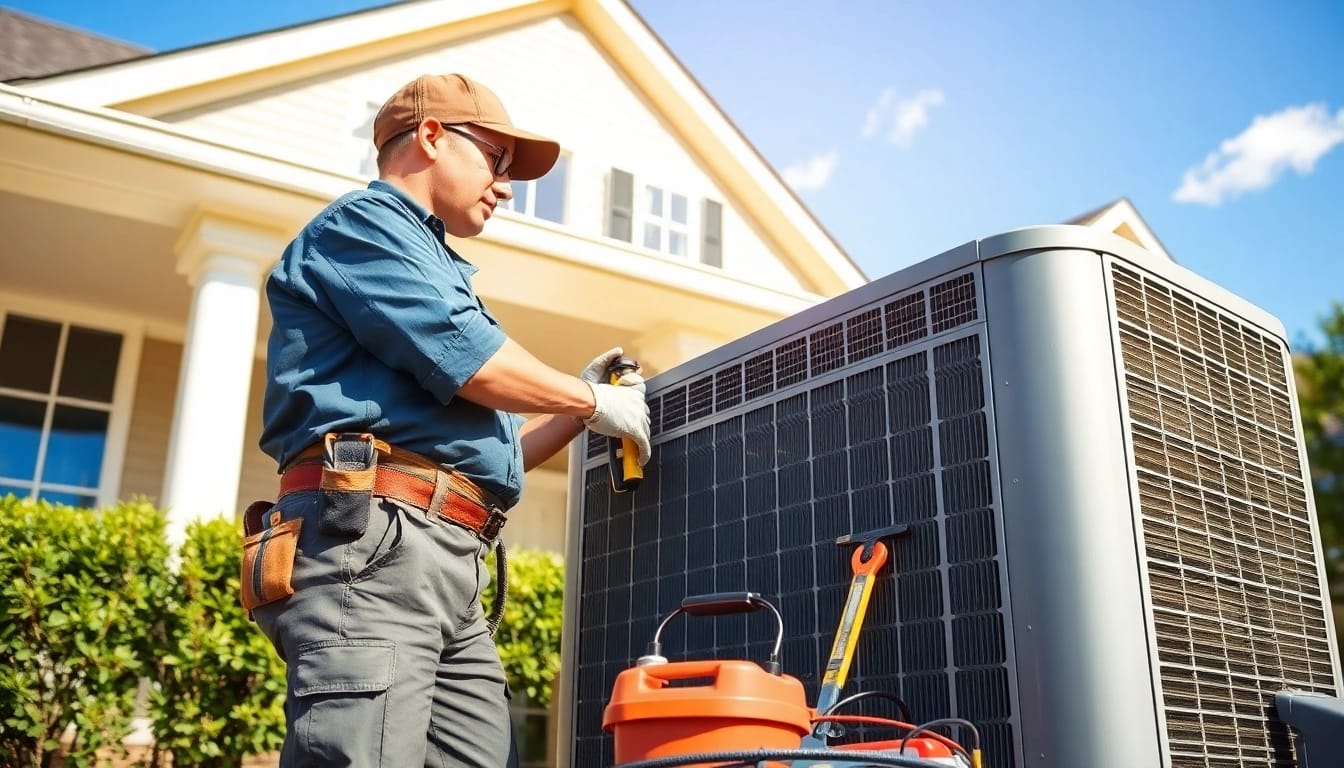 Expert HVAC Repair Tampa technician fixing a residential air conditioning unit.