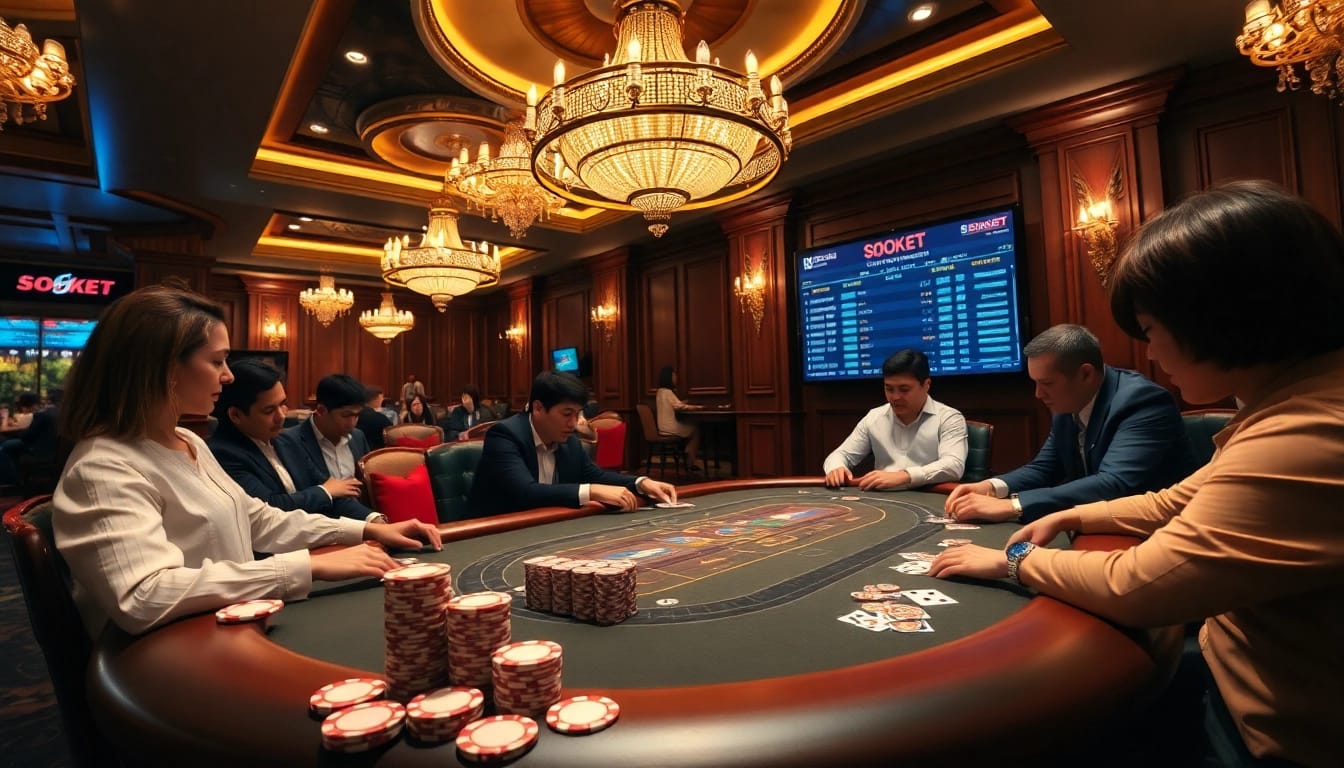 SboBet enhancing excitement at a poker table with colorful chips and high-stakes cards.
