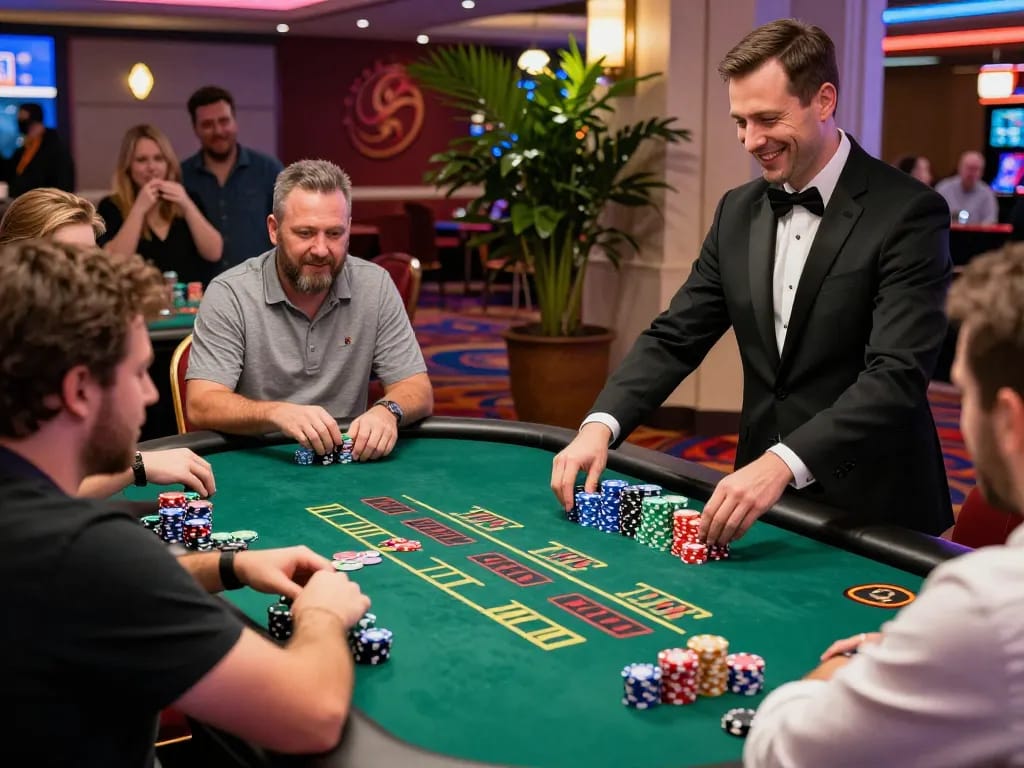 king33 players cheering during blackjack game in lively casino atmosphere