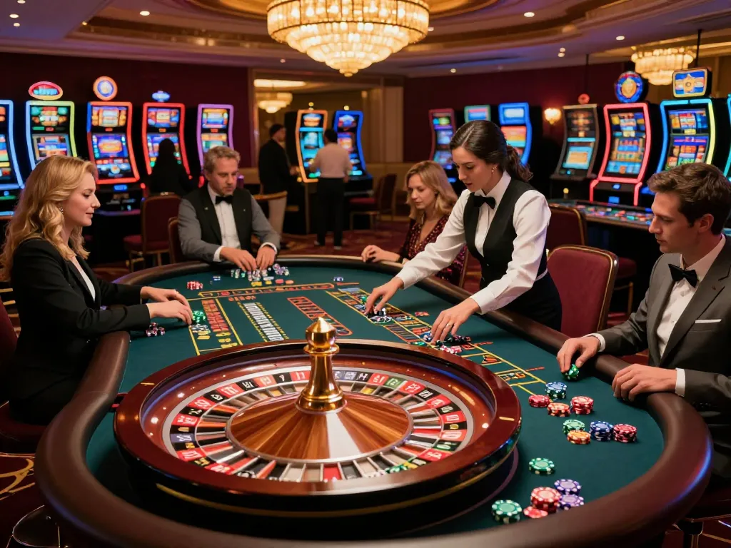 Exciting roulette action at TG88 casino table with players placing bets and croupier spinning the wheel.