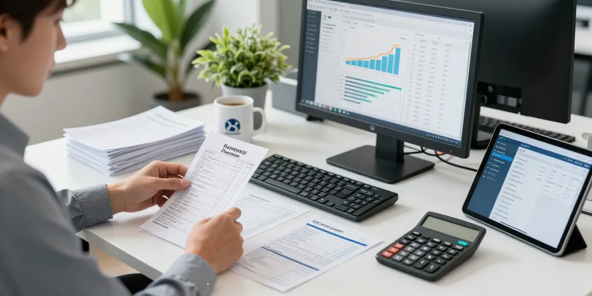 Detect fraud receipt by analyzing documents and AI data in a modern office setting.