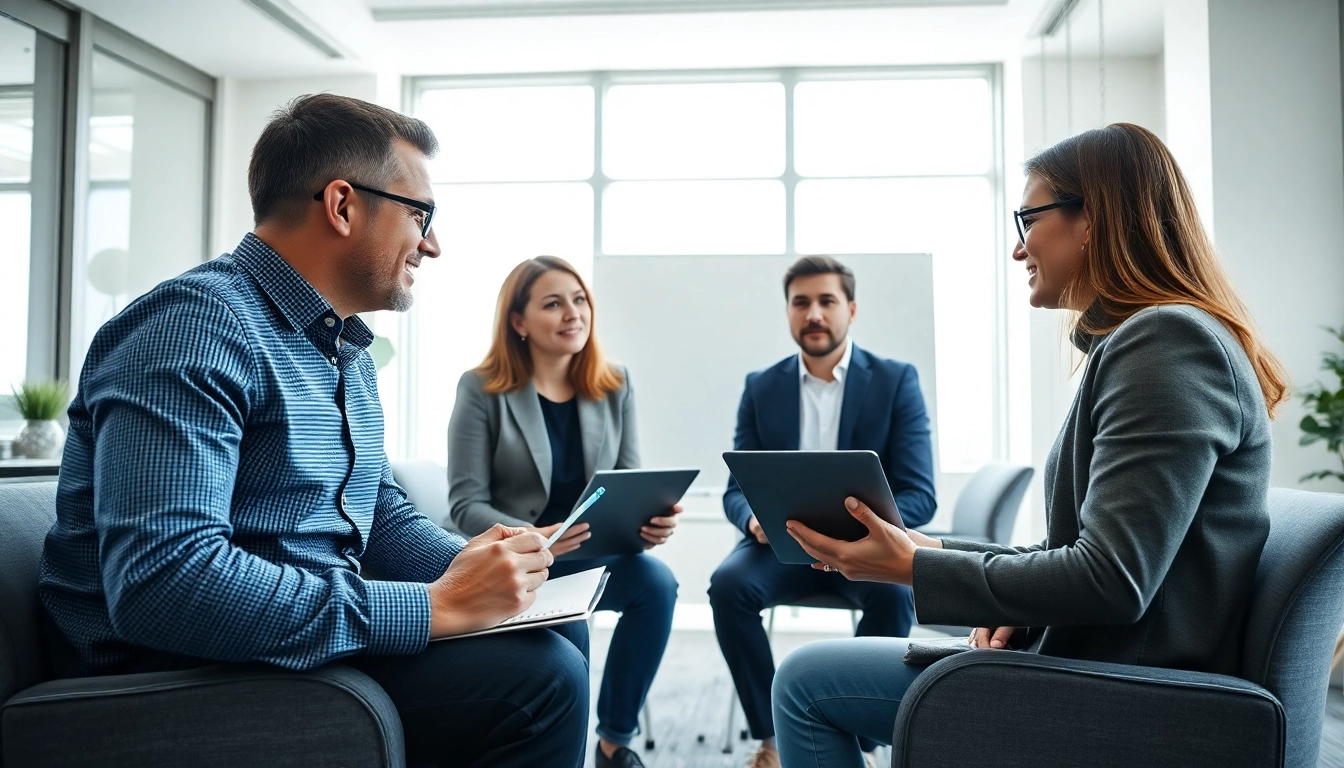 Business coach los angeles guiding clients in a dynamic office setting.