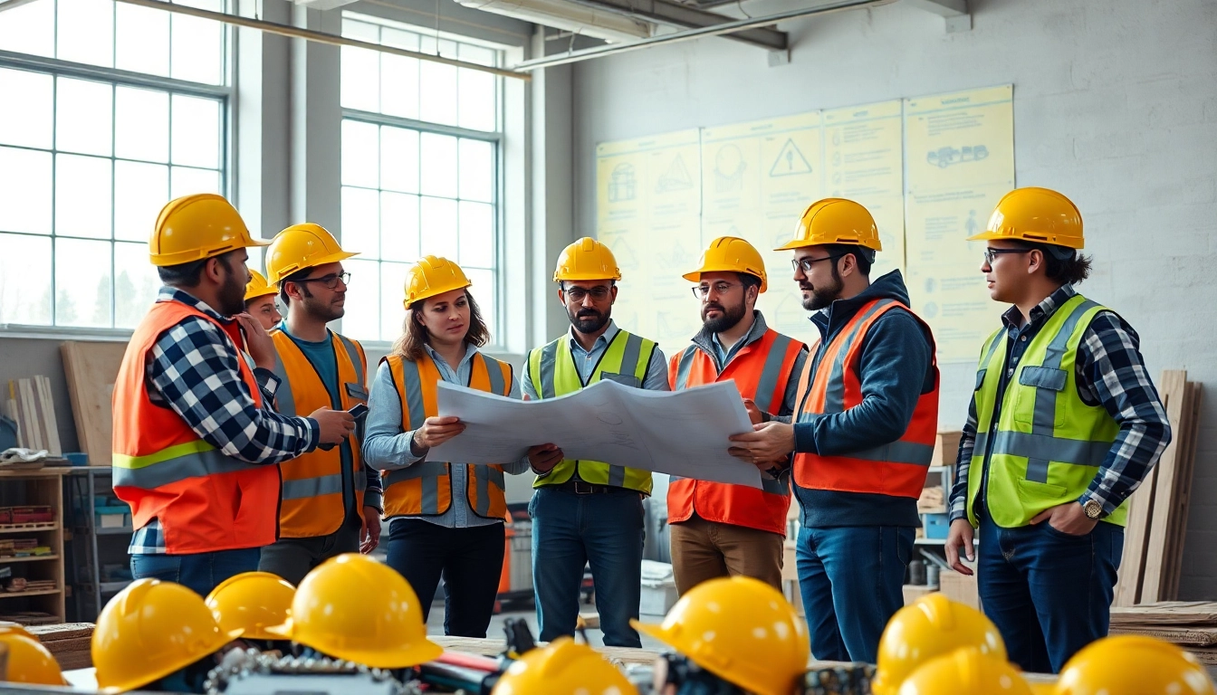 Participants engaging in construction safety training focused on safety protocols and teamwork.