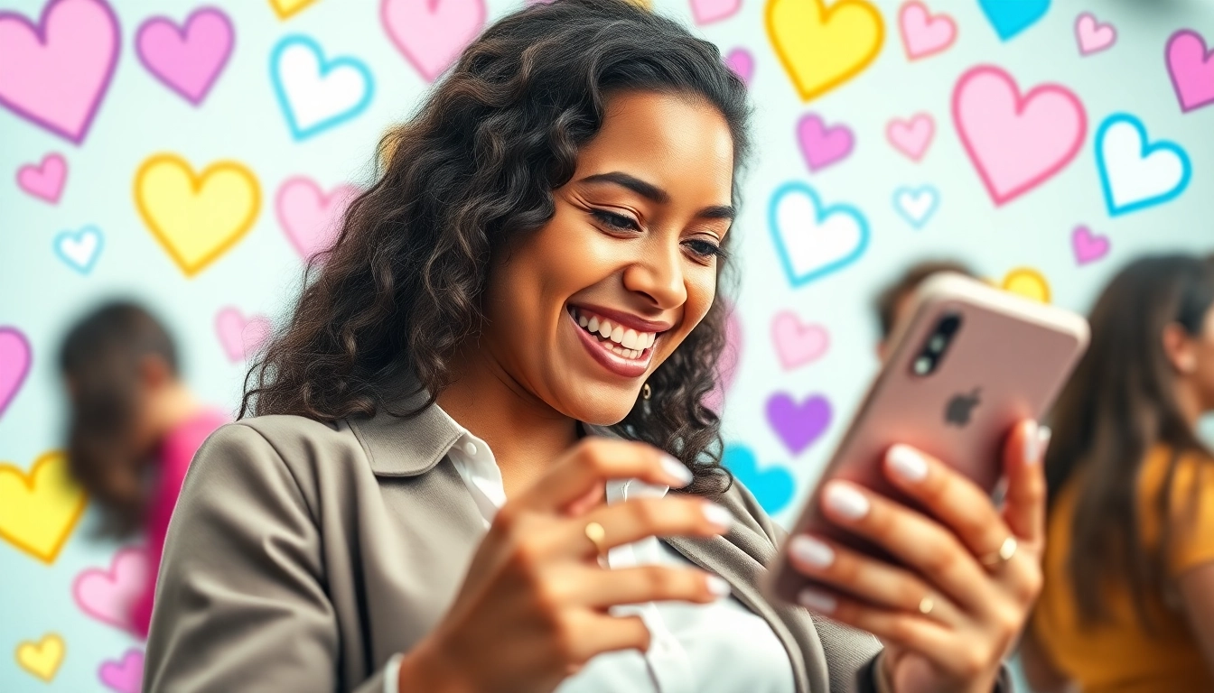 Tiktok いいね 購入のために笑顔でスマホを使う若者の画像