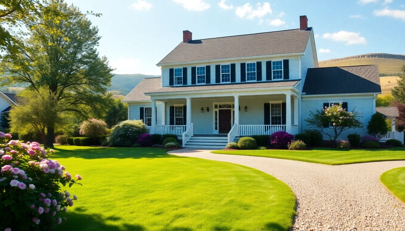 Beautiful colonial home build featuring classic architecture and lush landscaping.