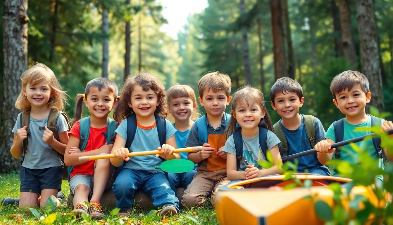 Children enjoying activities at a homeschool summer camp surrounded by nature.