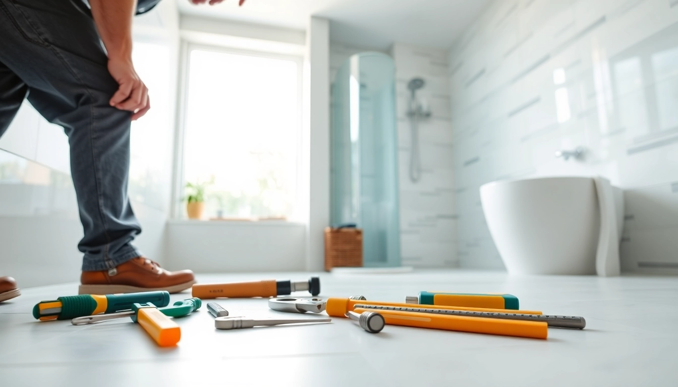 Expert wet room contractor assessing high-quality bathroom features with modern designs.