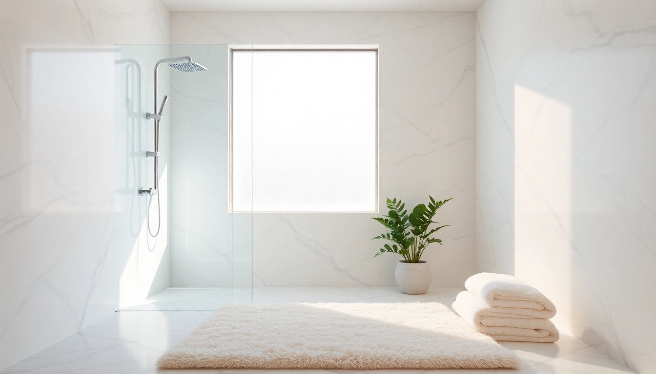 Experience elegant showers Australia in a luxurious bathroom design featuring chrome fixtures and marble tiles.