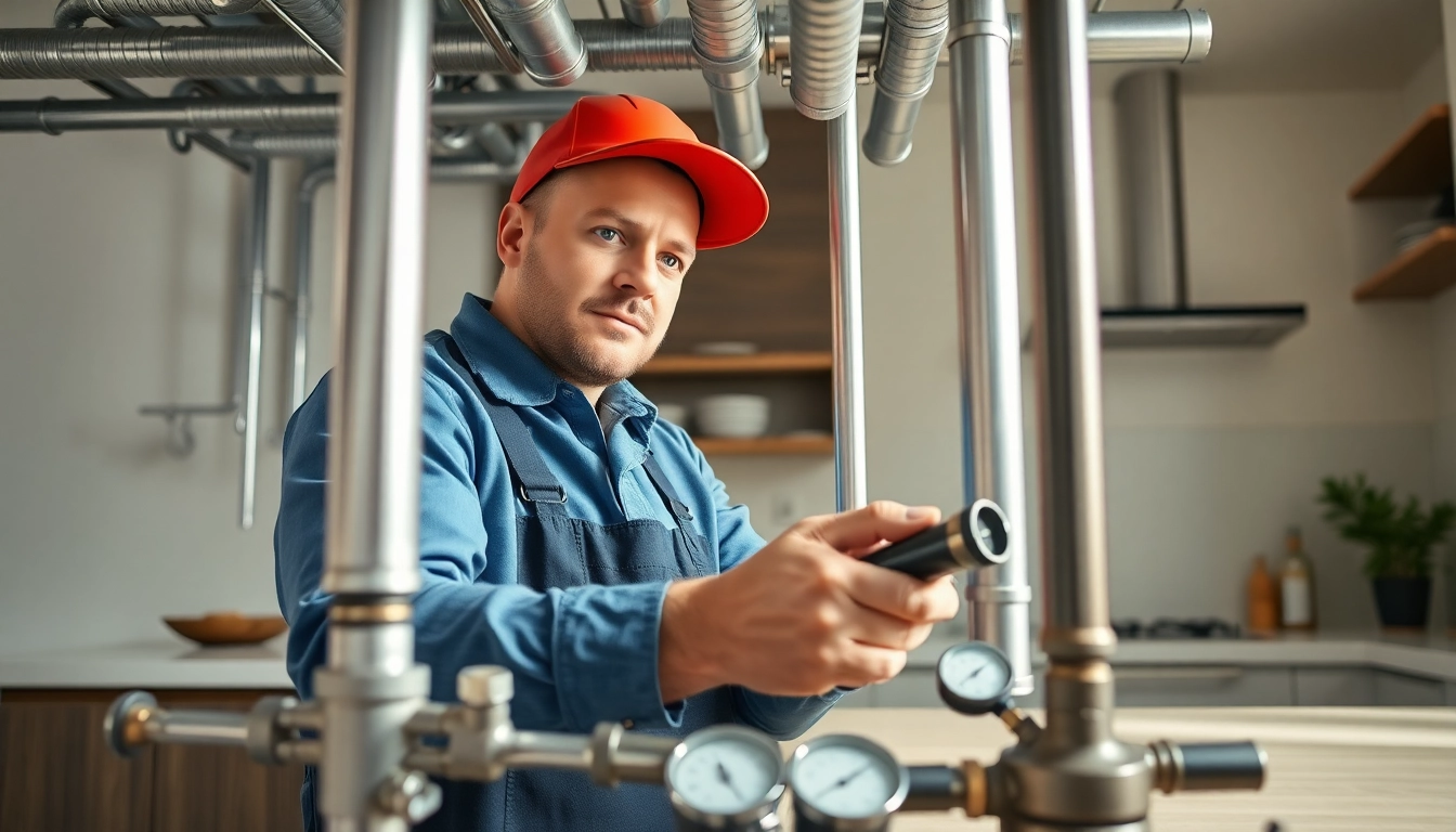 Inspecting whole house repiping services Clearwater FL in a well-lit kitchen environment.
