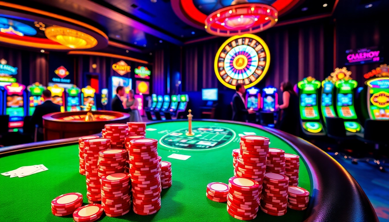 Experience the thrill of Go 88 as players engage with vibrant poker chips and roulette wheels.