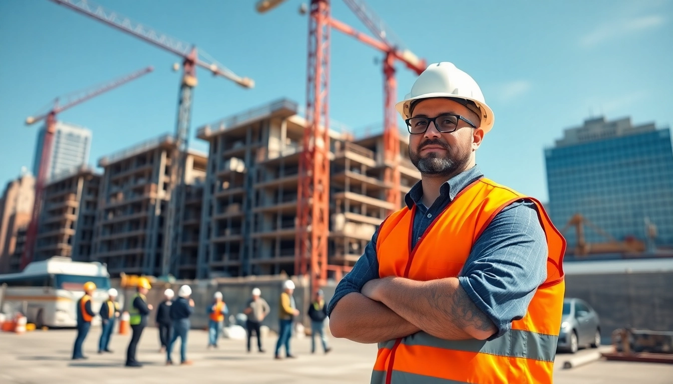Manhattan Commercial General Contractor supervising a construction site with cranes and workers.