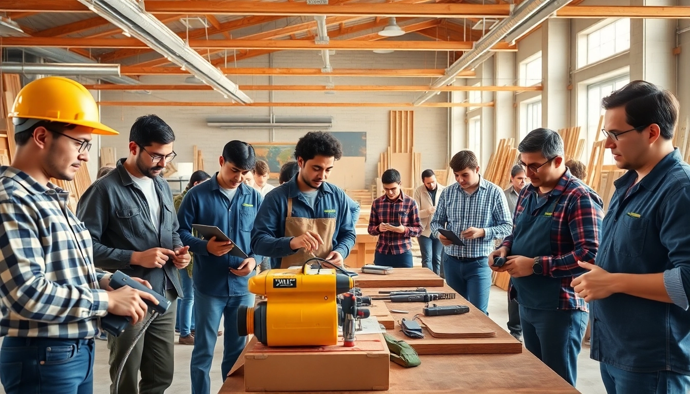 Engaged trainees in construction craft training workshop showcasing hands-on skills.