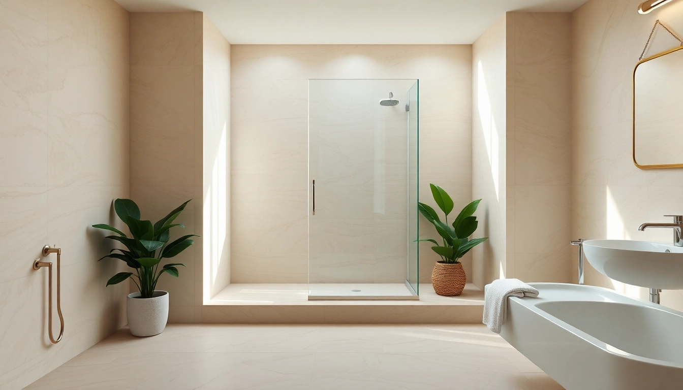 Evoke relaxation with elegant showers au in a modern, serene bathroom setting