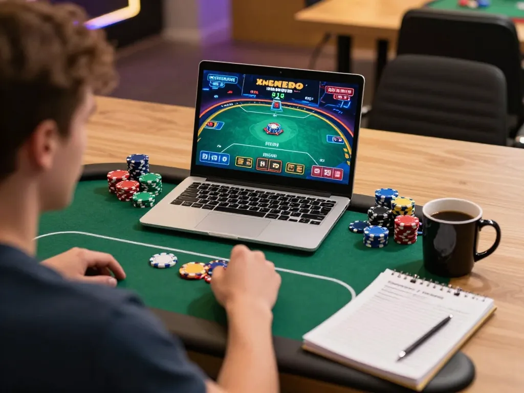 Engaging gameplay on a laptop, illustrating giường bệnh nhân while strategizing bets in an online casino.