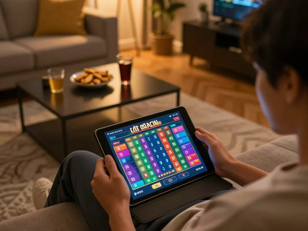 Lô đề online gameplay on a tablet showcasing betting interface in a cozy home setting