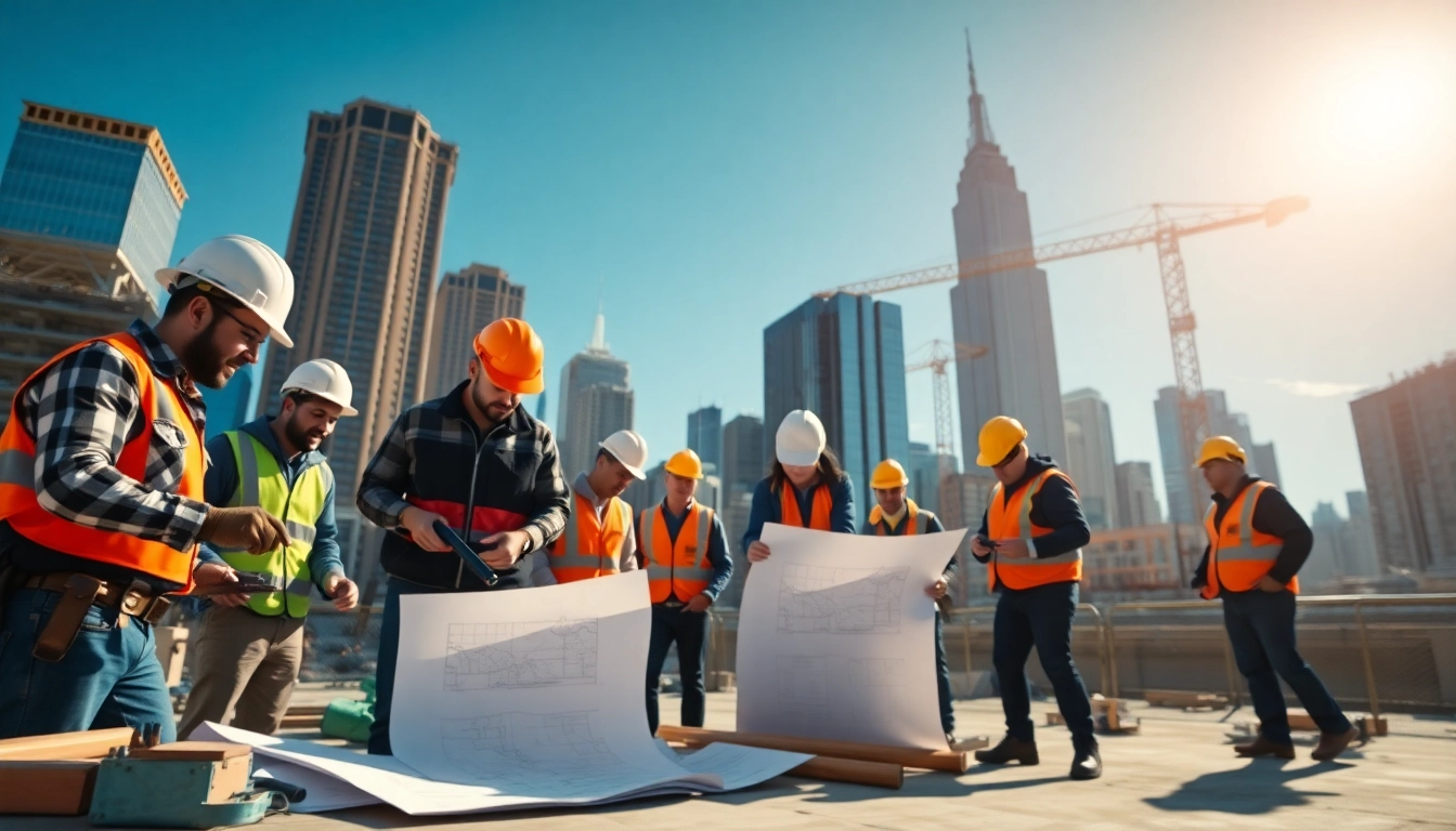 New York City General Contractor collaborating with workers at a construction site.