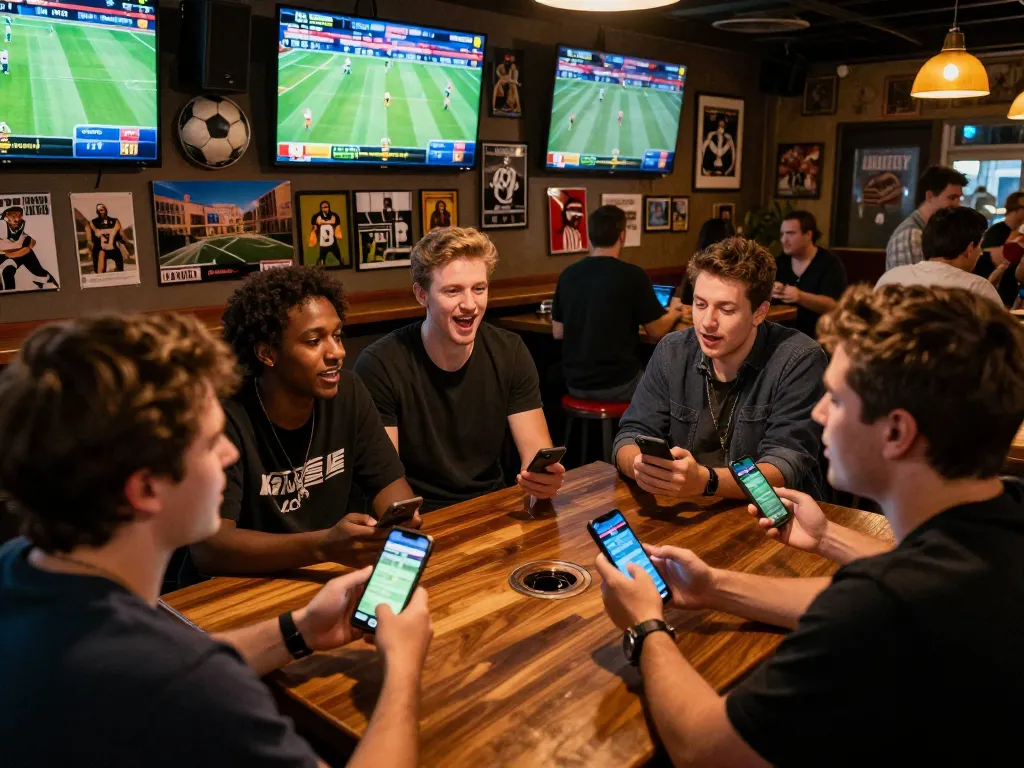 Engaging sports betting scene showcasing friends discussing strategies while exploring top 10 trang cá cược bóng đá