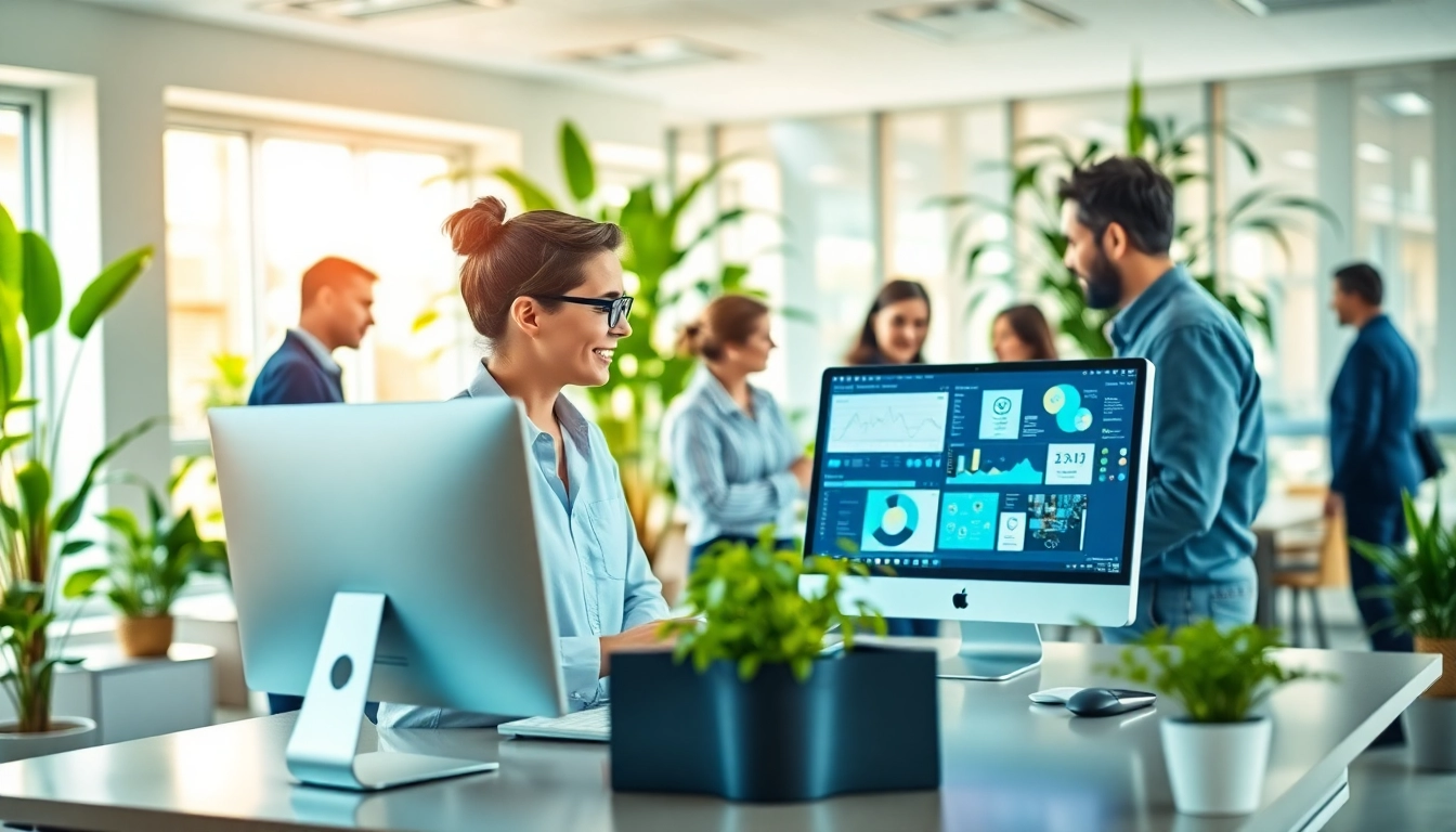 Empower your team with an enterprise assistant guiding them in a modern office.