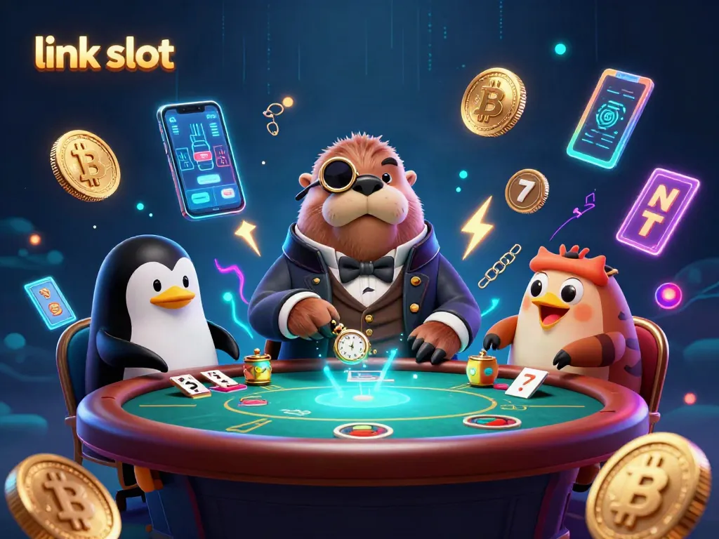 Mainkan slot link dengan walrus, dealer penguin, dan ikan bantal dalam suasana kasino.