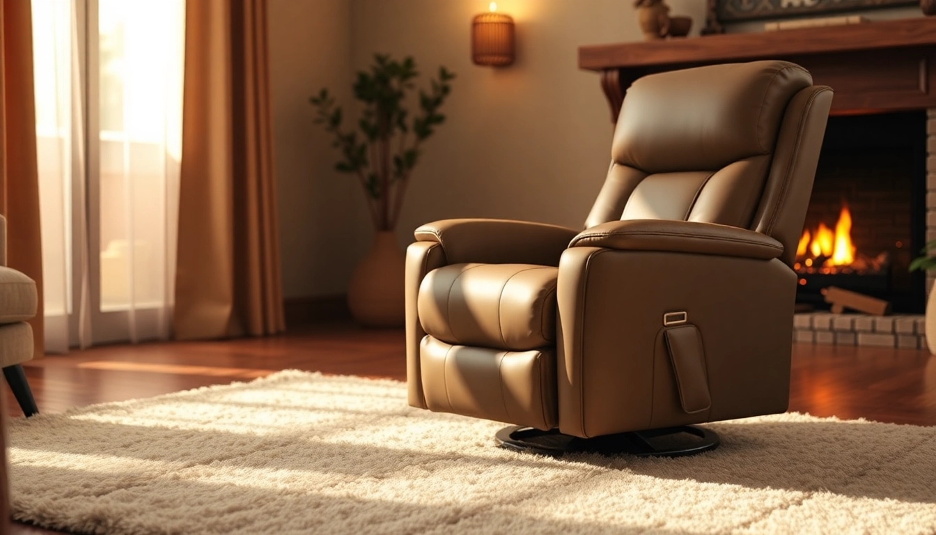 Relax in a lift recliner chair with heat and massage, featuring cozy decor and soft lighting.