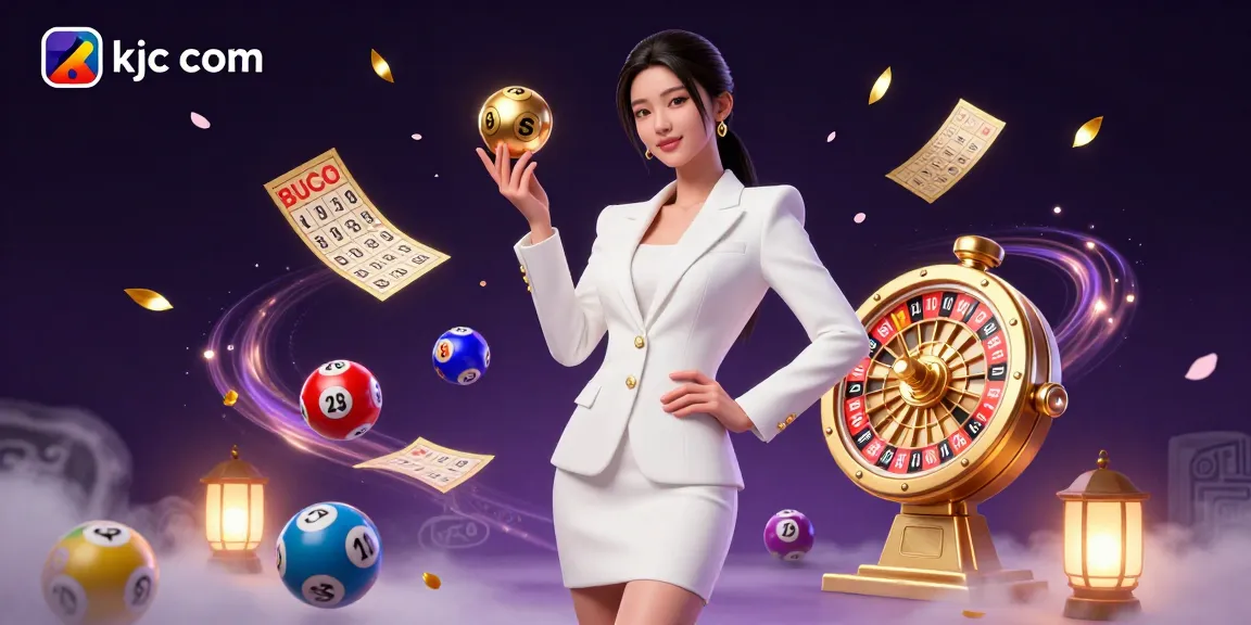 Experience the thrill of gambling with kjc com in this vivid 3D illustration showcasing a confident woman holding a golden roulette ball.