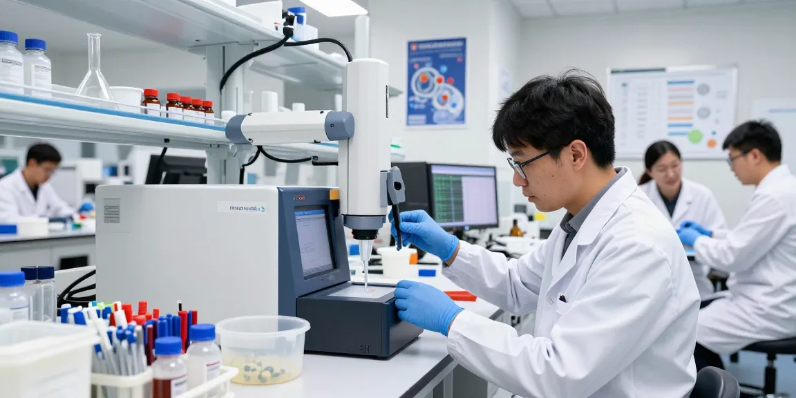 Retatrutide research supplier conducting experiments in a modern lab.