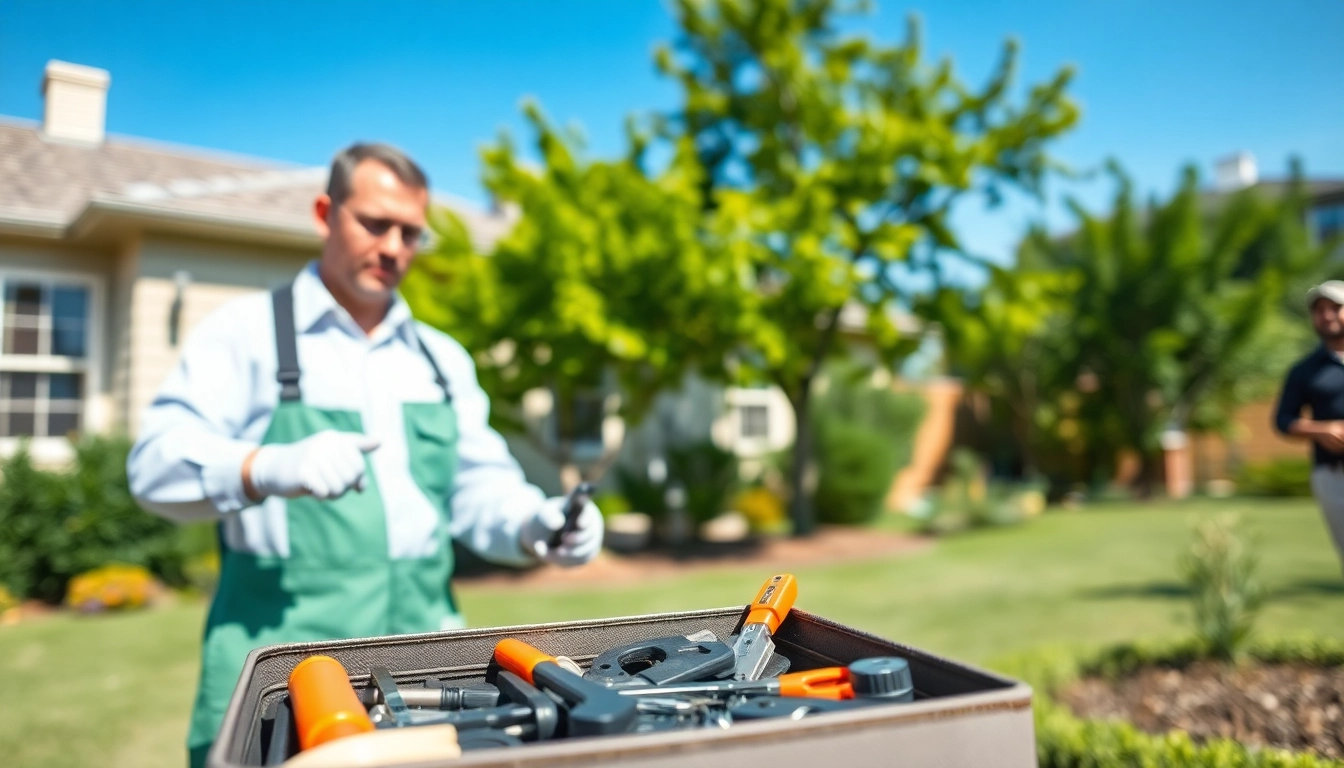 Responsible pest management technician examining a residential property for pests.