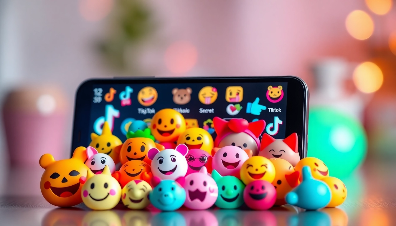 Explore dynamic tiktok emojis showcased in a lively digital collage with vibrant colors.