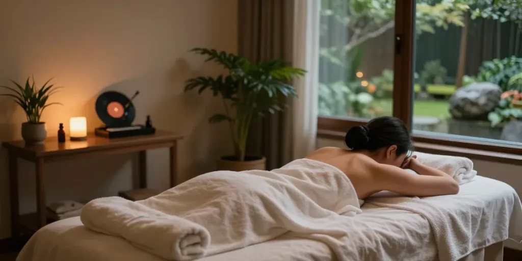 Experience 모텔출장마사지 in a tranquil hotel room, showcasing relaxation and soothing ambiance.