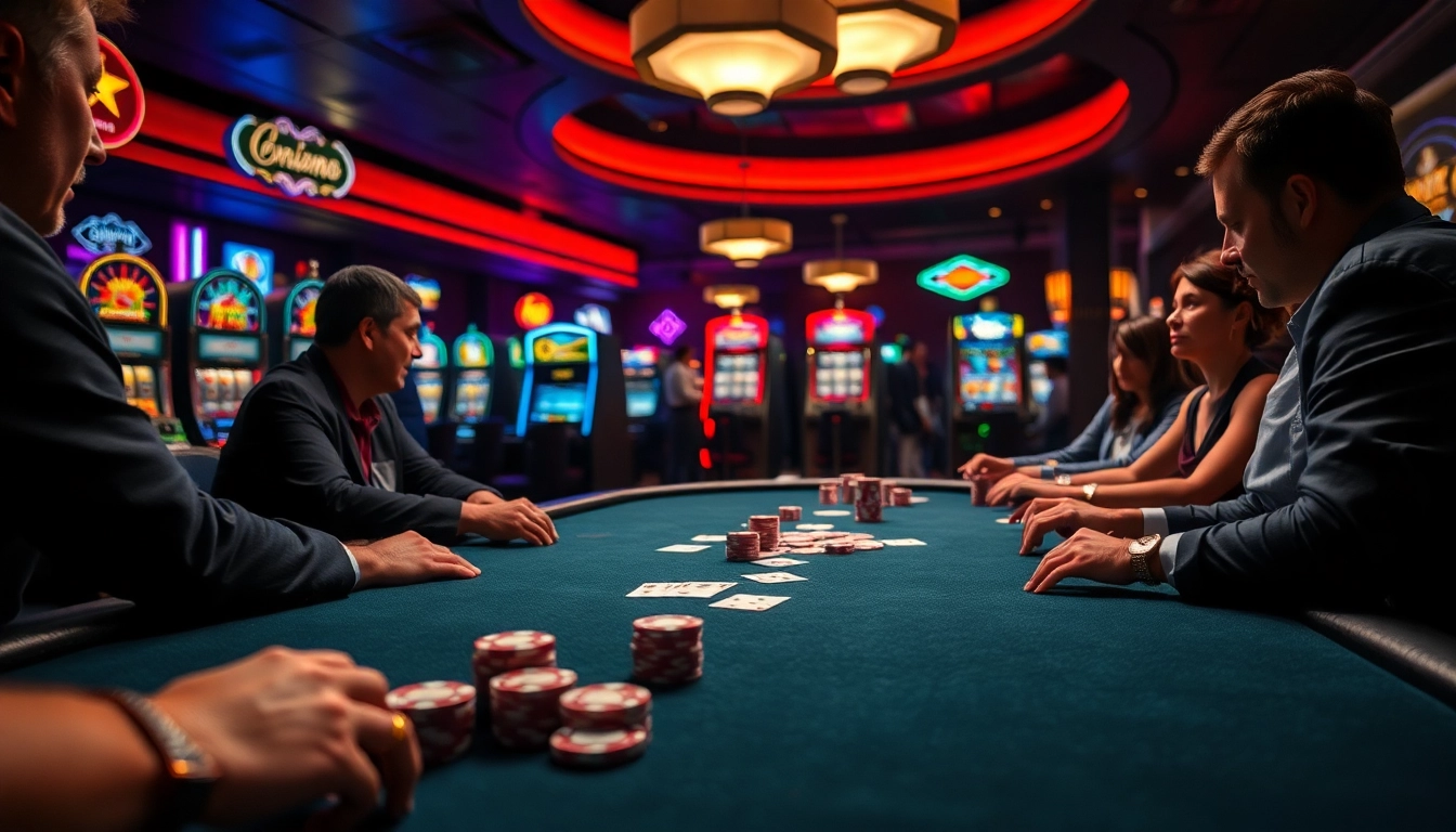 Login poker88 pada meja poker yang menarik perhatian dan suasana kasino yang dinamis.