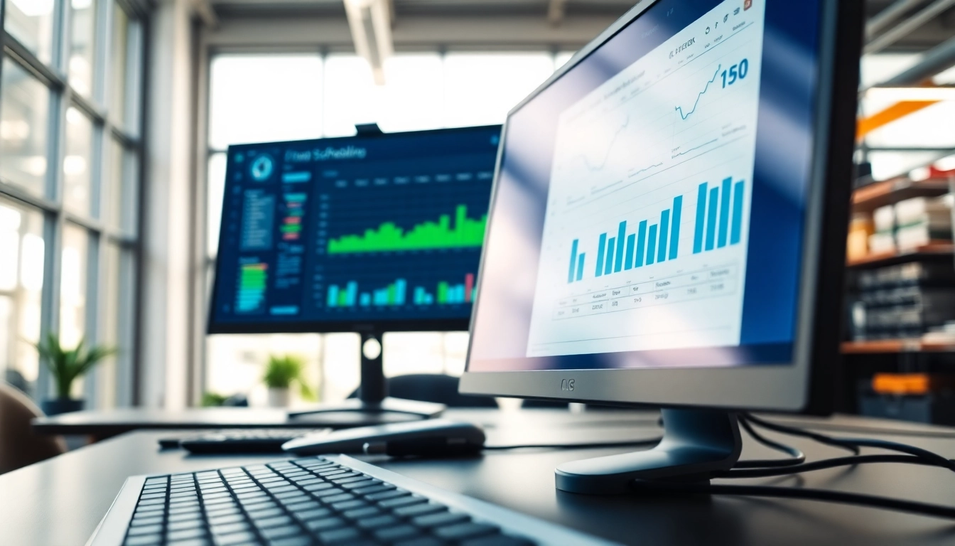 Streamline production with innovative manufacturing scheduling software interface in an office setting.