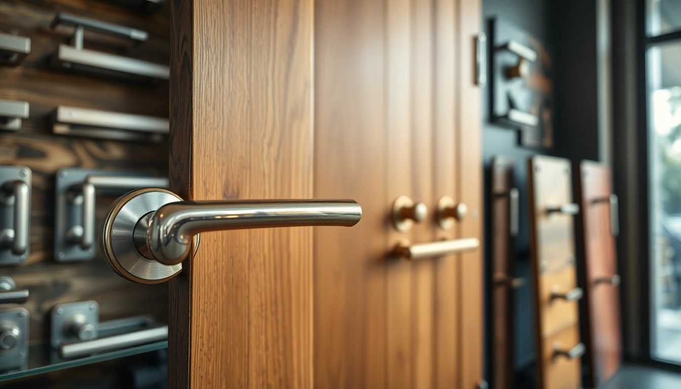 Showcasing innovative designs by Door Handle Manufacturers in a modern showroom.
