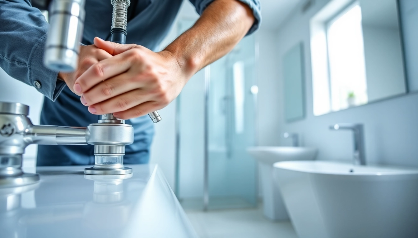 Professioneller Handwerker von sonni sanitär GmbH, der mit modernen sanitären Anlagen arbeitet.